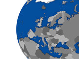 European continent on political globe