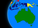 Australian continent on political Earth