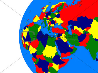 EMEA region on political globe