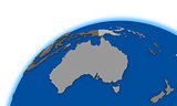 Australia on globe political map