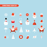 Christmas and New Year icon set Holiday Santa Claus Snowman