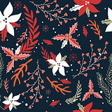 Hand drawn seamless background pattern Winter Christmas New Year style