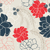 Hand drawn floral seamless background pattern Romantic flowers