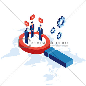 Research communication partnership Businessman and successful business concept isometric 