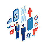Businessman isometric people Successful business communication technology concept