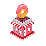Donut shop Modern isometric flat design style Food shopping industry