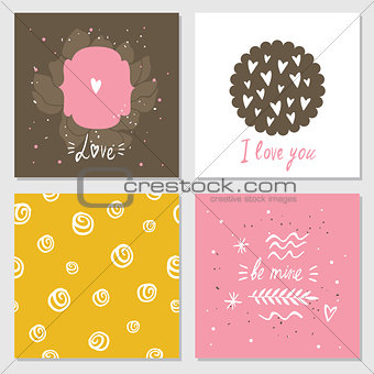 Cute cards with love lettering seamless background pattern Valentines Day