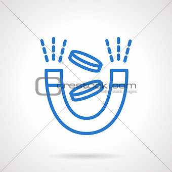 Money magnet vector icon simple blue line style