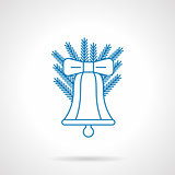 Classic Christmas bell thin blue line vector icon