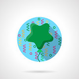 Green star balloon flat color round vector icon