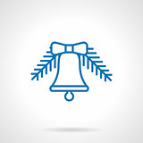 Simple linear blue Xmas bell vector icon