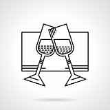 Glasses of champagne black flat line vector icon