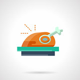 Stylish flat color roasted poultry vector icon