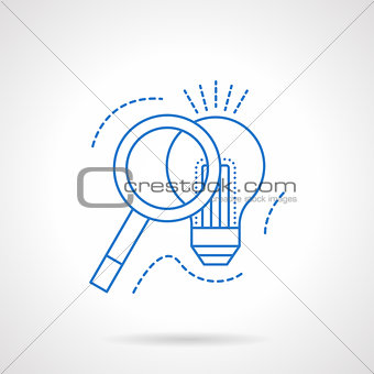 Idea search blue flat line vector icon