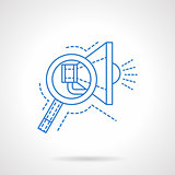 Search of advertising blue flat line vector icon