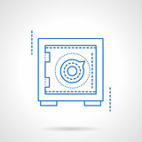 Safety deposit box blue flat line vector icon