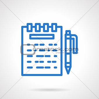 Notes vector icon blue simple line style