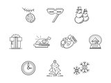 Xmas party accessories flat line vector icons set