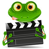 Frog with movie clapper