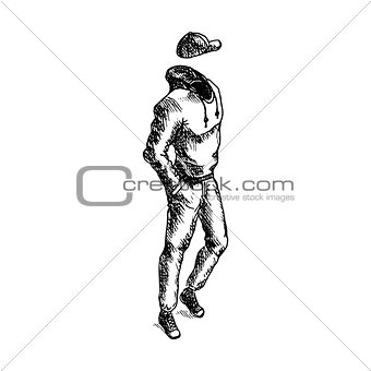 Hand drawn male clothes on white background. Vector illustration.