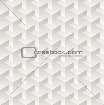 Vector Seamless White  Geometric Cube Gradient Shaded Dimensional Pattern