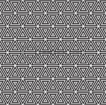 Vector Seamless Black and White Triangles Line Grid Pattern