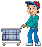 Man with empty shopping cart