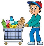 Man with full shopping cart