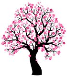 Silhouette of blooming tree theme 1