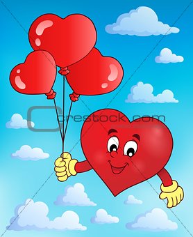 Stylized heart holding balloons theme 2