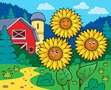 Sunflowers near farm