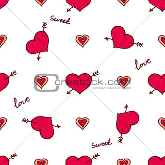 Vector handdrawn seamless pattern for Saint Valentine's day