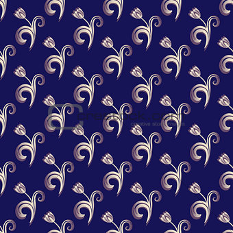Dark blue seamless floral pattern