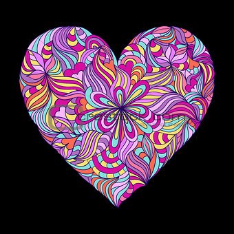 colorful heart on black background