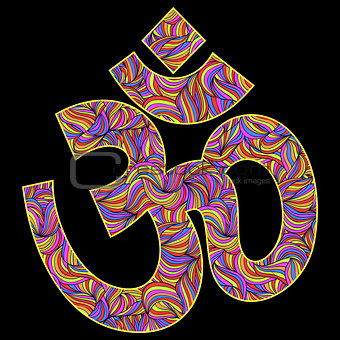 Om symbol on black background