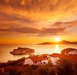 Sveti Stefan Island in Montenegro at Adriatic Sea