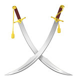 Crossed arabian scimitar swords