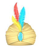Beige turban with feathers