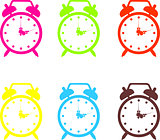 Set vector illustration of a alarm clock.