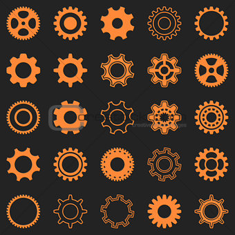Vector orange gear wheel icons
