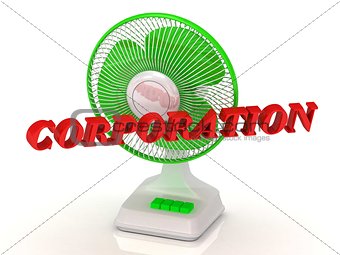 CORPORATION- Green Fan propeller and bright color letters 
