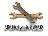 FINANCE- inscription of metal letters and 2 keys 