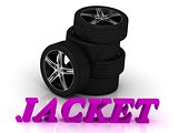 JACKET- bright letters and rims mashine black wheels 