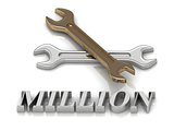 MILLION- inscription of metal letters and 2 keys 