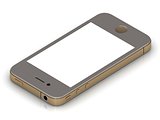 Gold mobile smart phone with blank screen