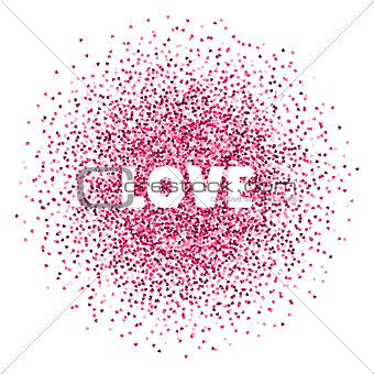 Love. Valentines day card. Vector illustration with colorful hearts. Abstract illustration for print or banner.