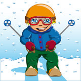 boy winter skiing