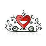 Valentine day, heart shape carriage sketch for your design