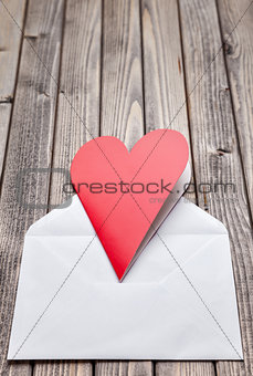 Love letter on a wooden background