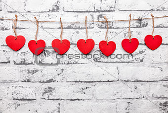 Love concept. Hearts on a string
